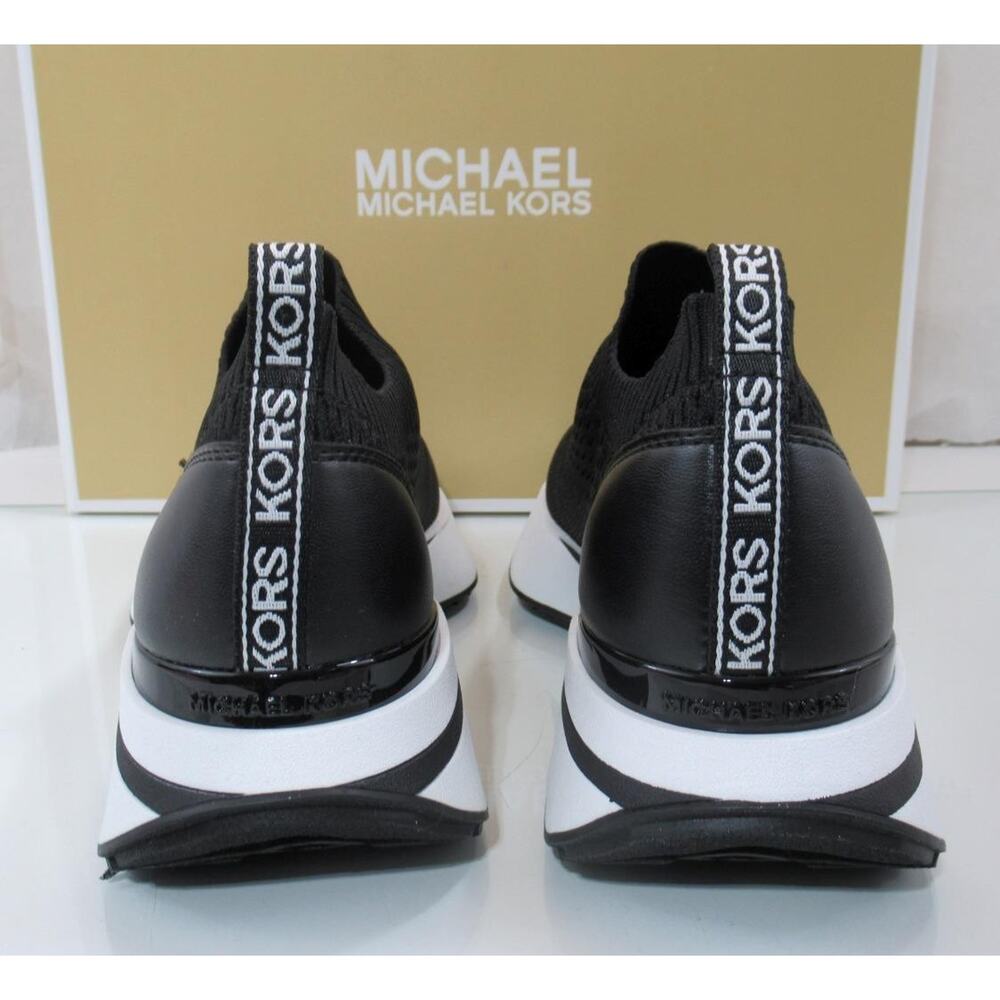 Michael Kors Ari Slip On Sneakers MK Logo Soft Stretch Knit Black Size 7 - Picture 7 of 8